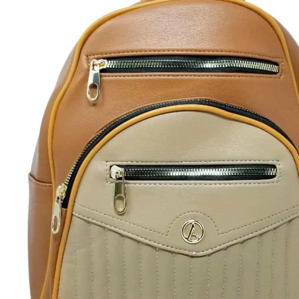 Brown and Khaki Large Backpack purse